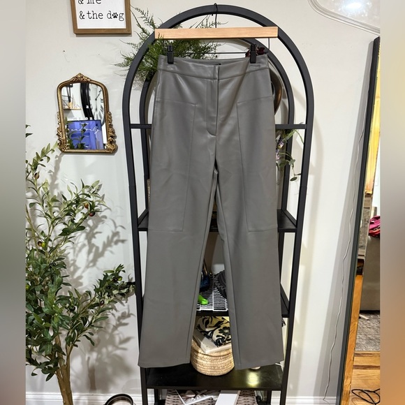 Sophie Rue Gray Straight Leg Pants leather look size small - Picture 1 of 9